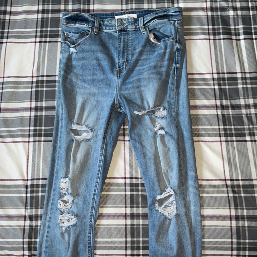Blue high rise jeans